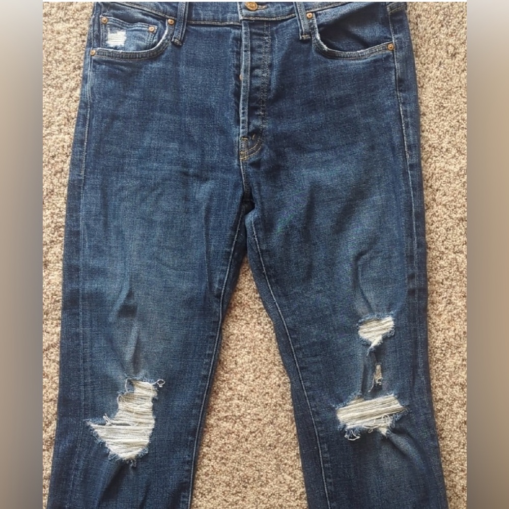 MOTHER the Scrapper Cuff Ankle Fray in Wicked Wildflower Straight Leg Loose Fit - Picture 7 of 16